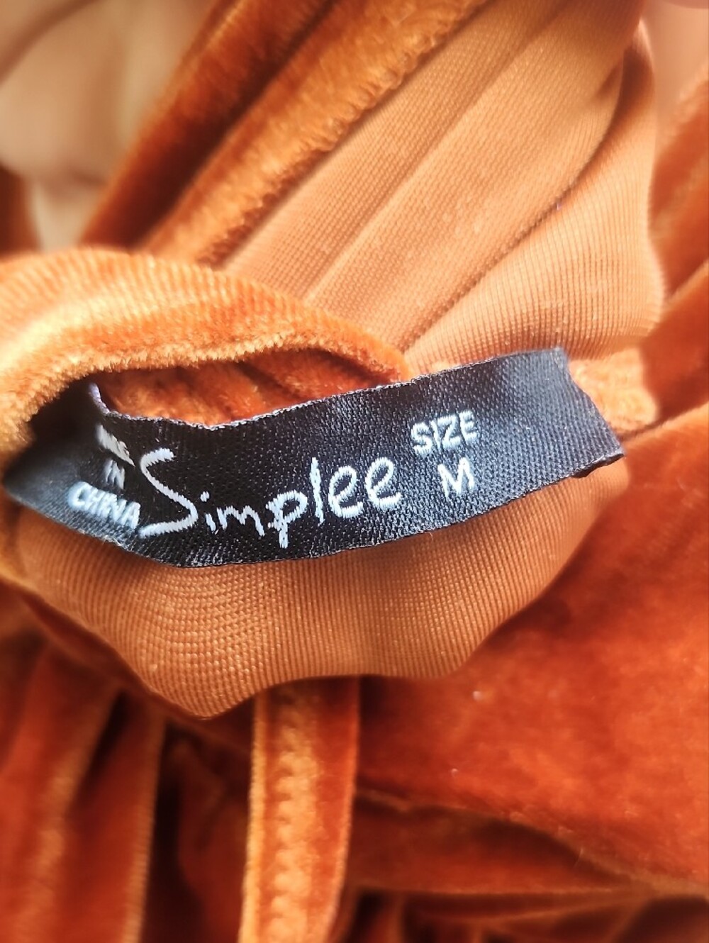 Simple Velvet Maxi Dress in Rust Orange - Picture 3 of 5